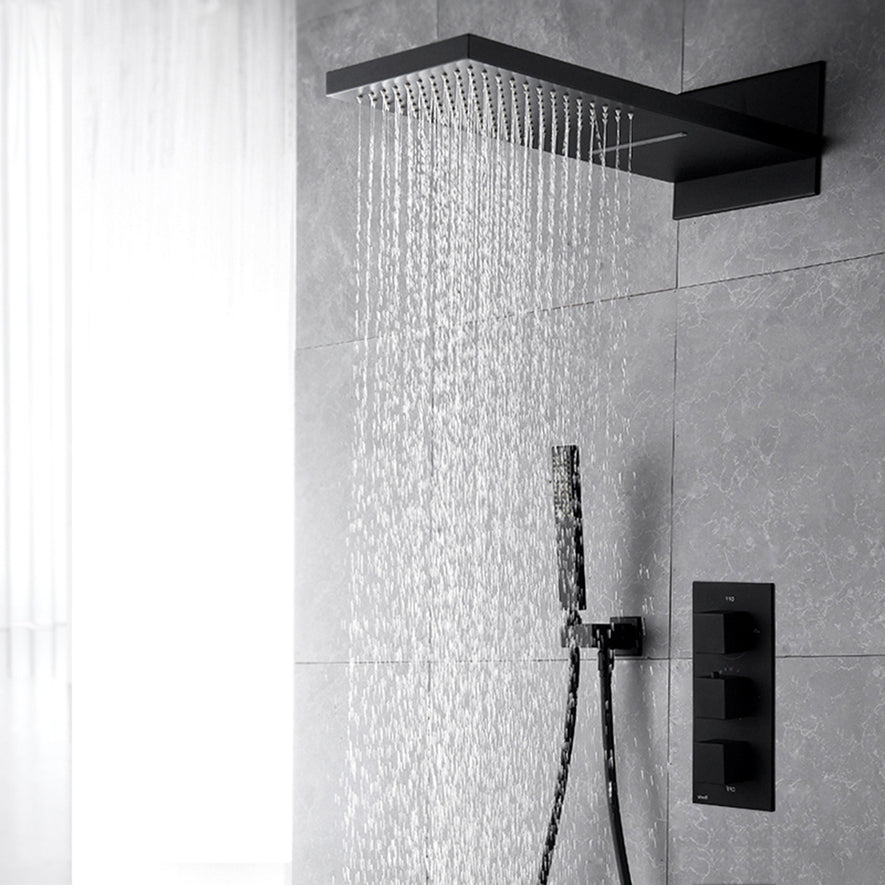 Modern Black Brass Rainfall Shower Set Bathroom Bath Shower Faucet