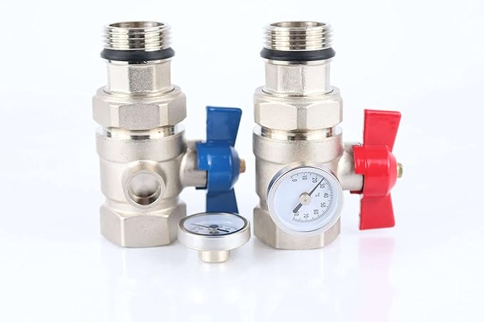 1 Inch Ball Valve With Thermomenter Blue And Red Handle