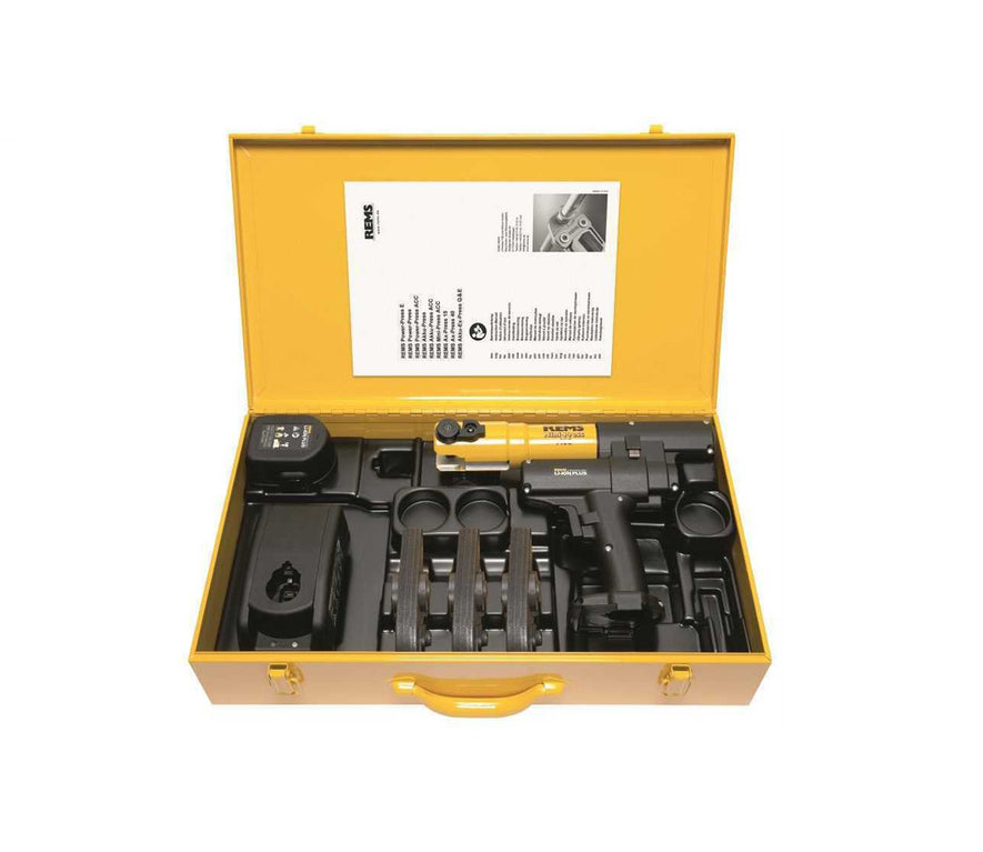REMS Mini Press Gun 14.4V Battery Incl. 16,20,26 mm Crimping Tongs TH Jaws & Case