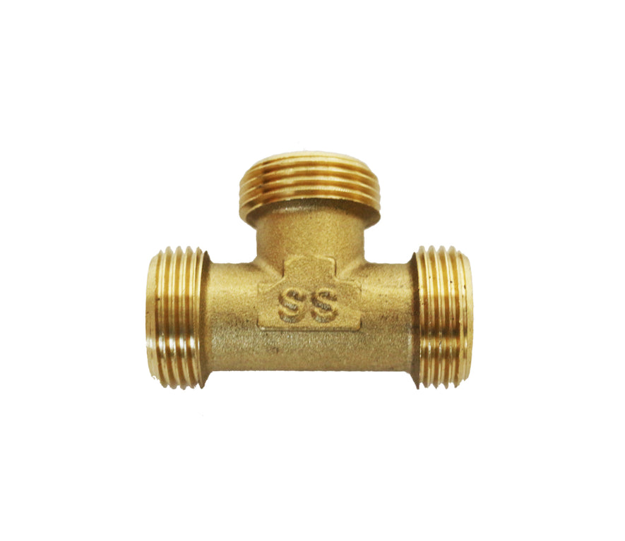 T fitting male thread with flat seat for flat sealing 3/4''x3/4''x3/4''