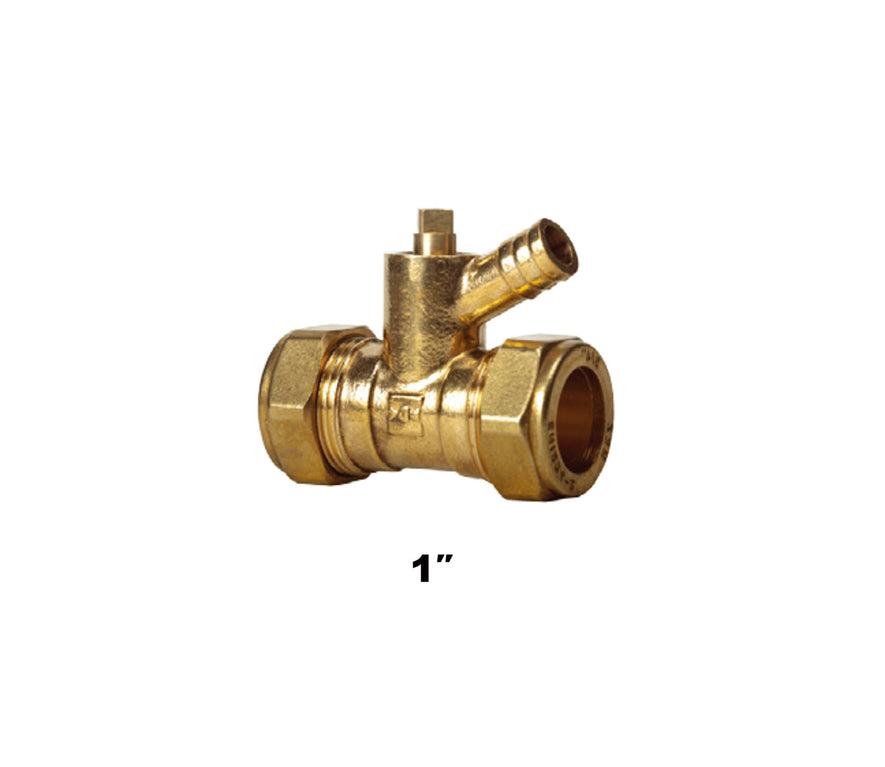 Straight Compression Coupler & Drain Off 1'' (1713)