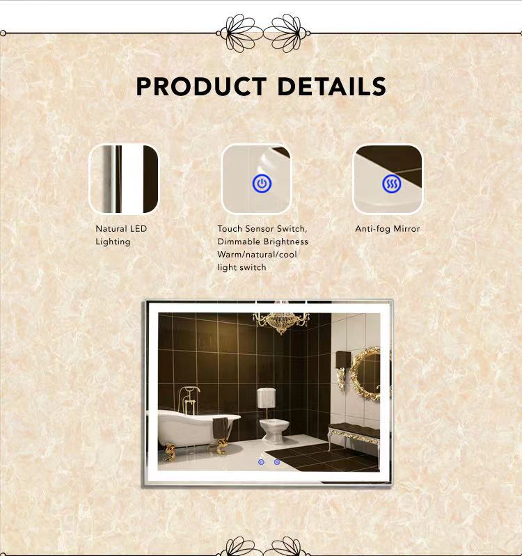 LED Fog Free LED Bathroom Mirror with Lights in Ireland DP339A 800x600mm