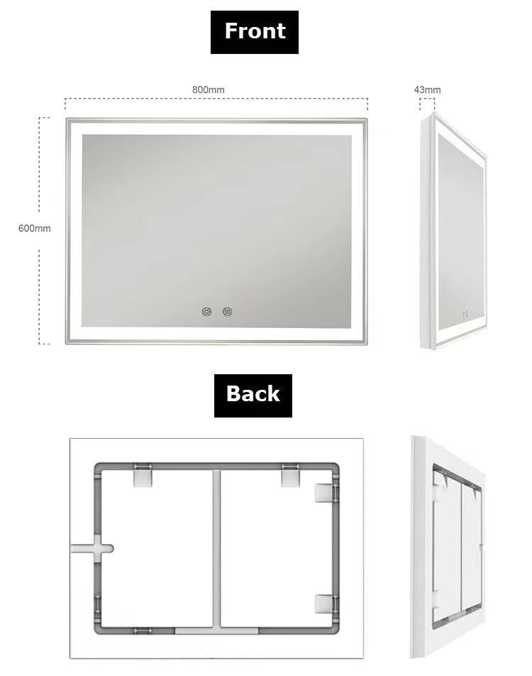 LED & Fog Free Bathroom LED Mirror DP313A 915x685mm