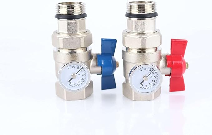 1 Inch Ball Valve With Thermomenter Blue And Red Handle