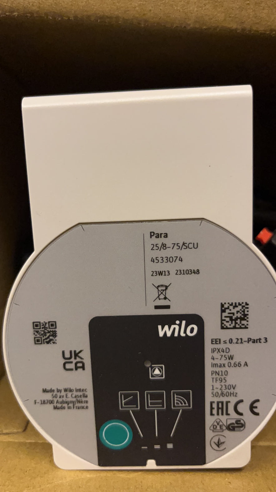 Wilo A rated Pump 8 metre head inc cable