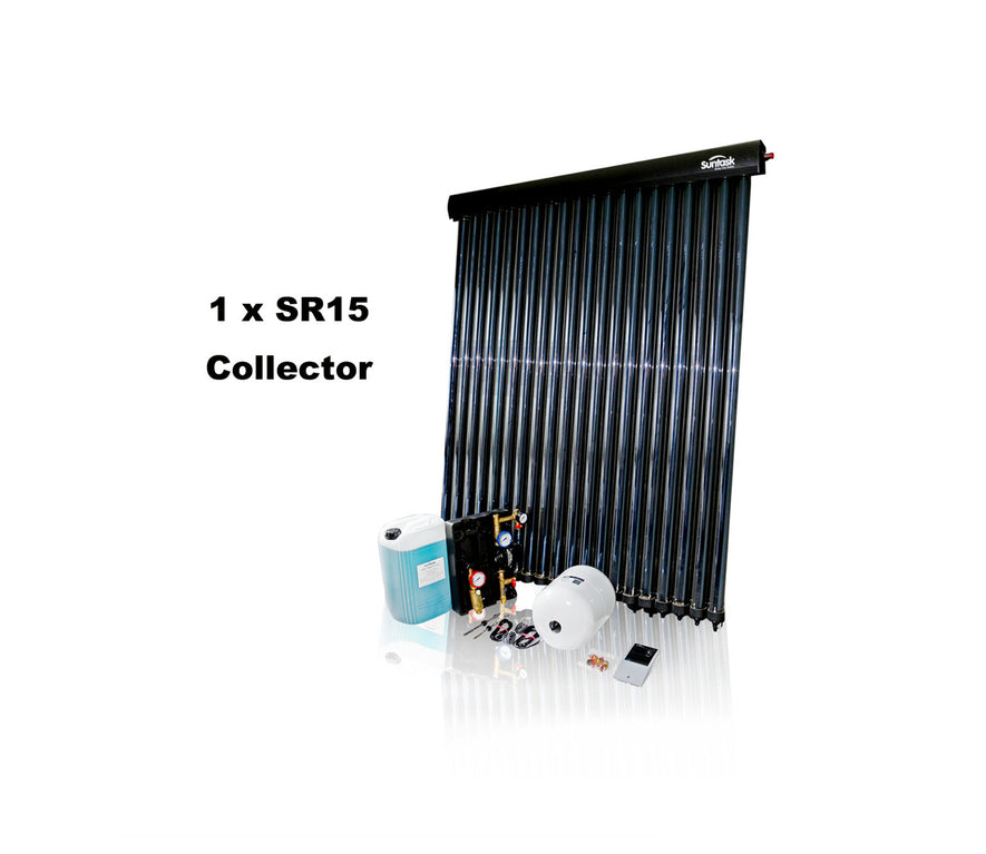 Suntask full Solar Thermal Kits excluding Cylinders 15 Tube System (1 x SR15 Collector)
