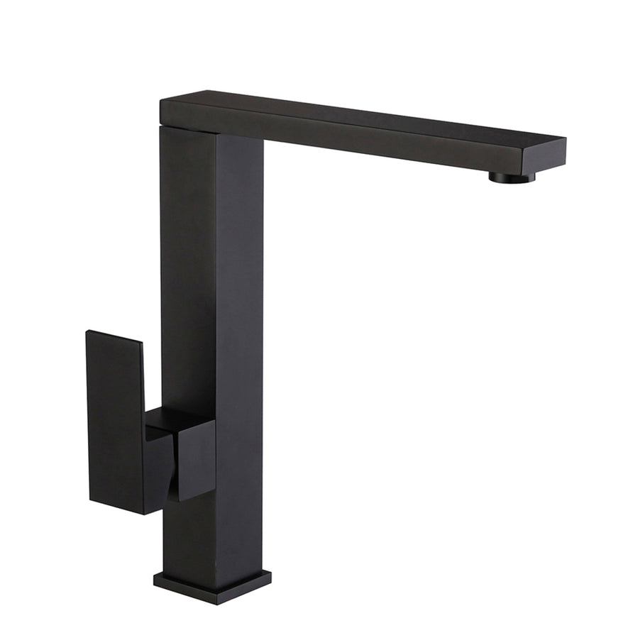 Contemporary Single Hole Matt Black Finished Bathroom Deck Mounted Brass Basin Faucet