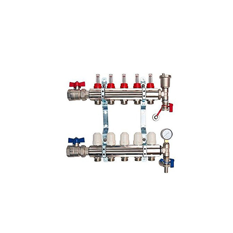 5 Port Brass Manifold With Pressure gauge and auto air vent