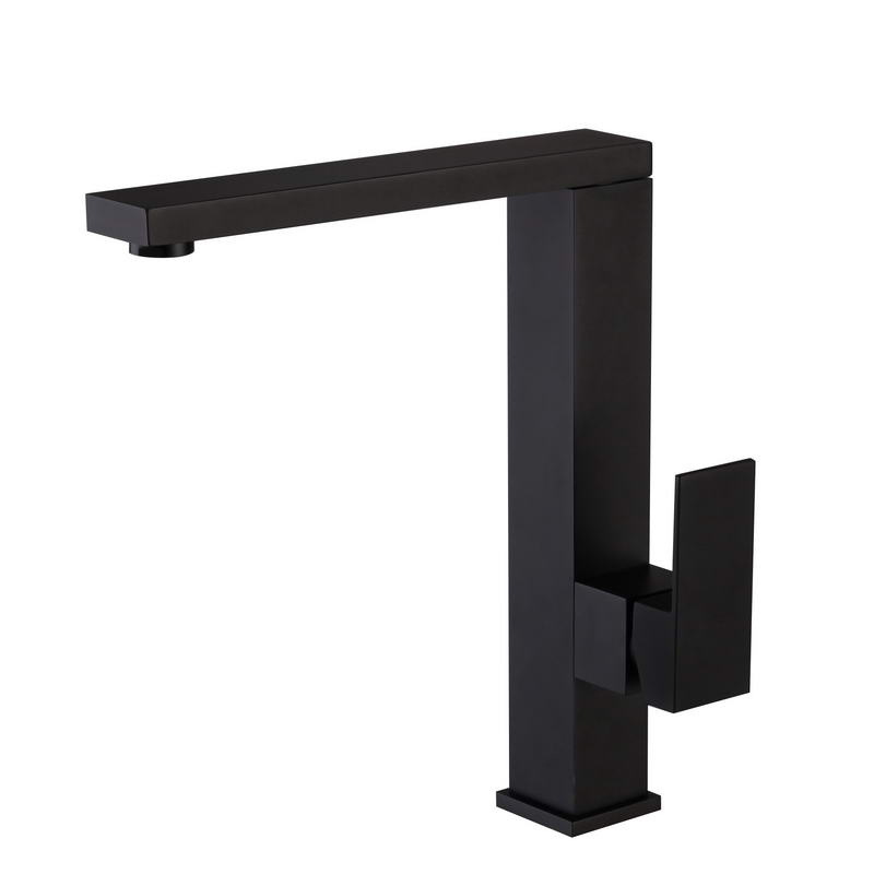 Contemporary Single Hole Matt Black Finished Bathroom Deck Mounted Brass Basin Faucet